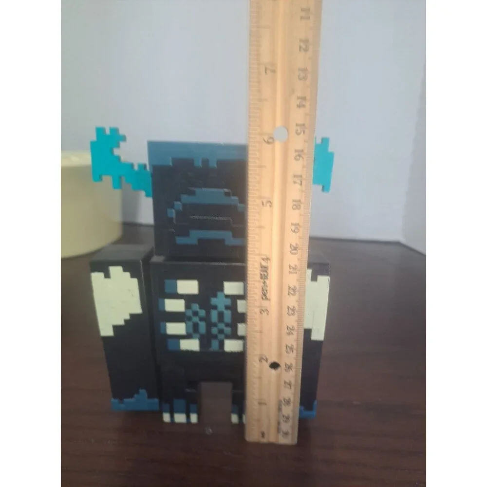 Minecraft Warden Figure Toy, Articulated Block Style, Black/Blue Untested